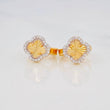 Candongas Trebol 2.75g / 1.3cm Dos Oros Amarillo Blanco 18K