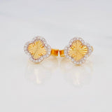 Candongas Trebol 2.75g / 1.3cm Dos Oros Amarillo Blanco 18K