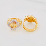Candongas Trebol 2.75g / 1.3cm Dos Oros Amarillo Blanco 18K