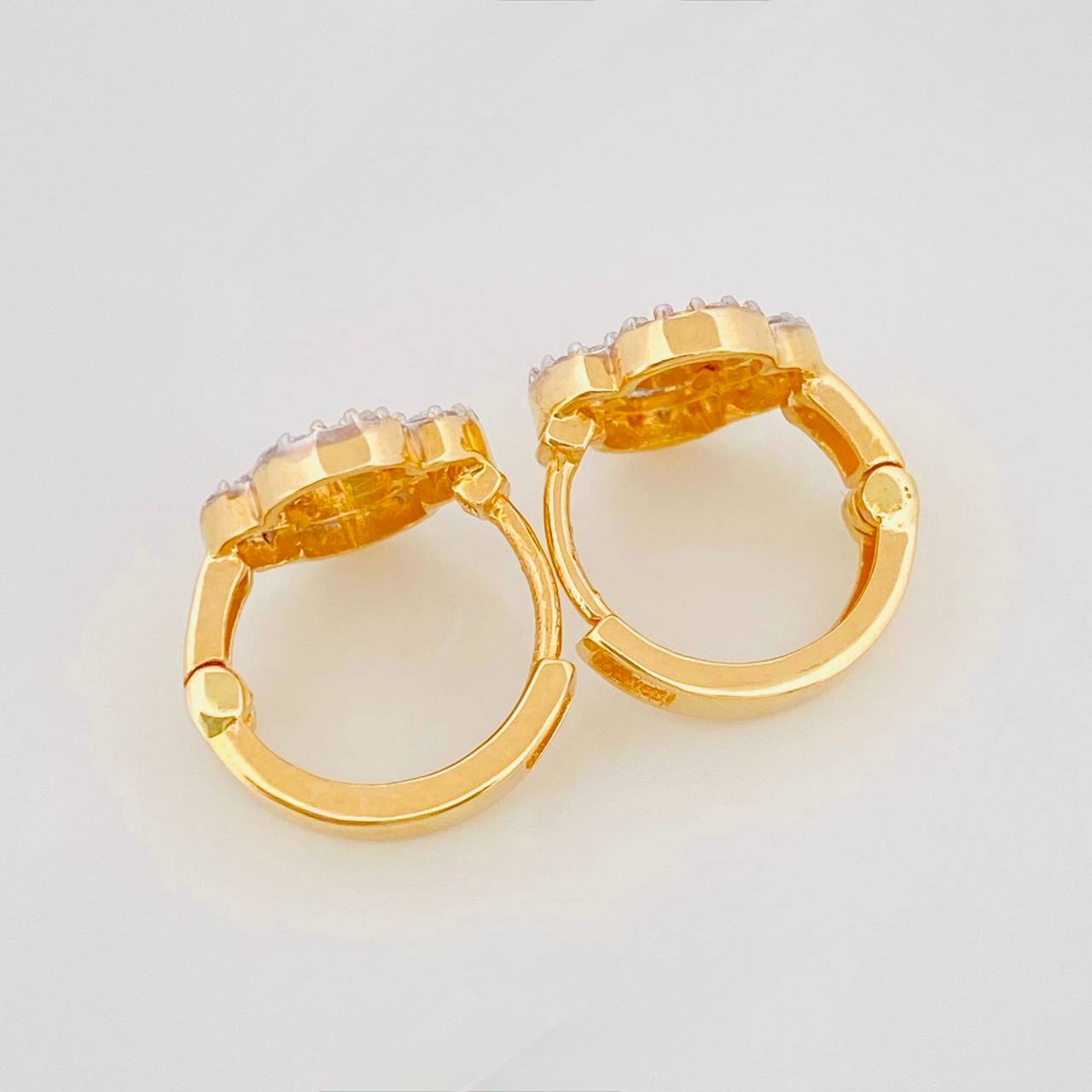 Candongas Trebol 2.7g / 1.3cm Dos Oros Amarillo Blanco 18K