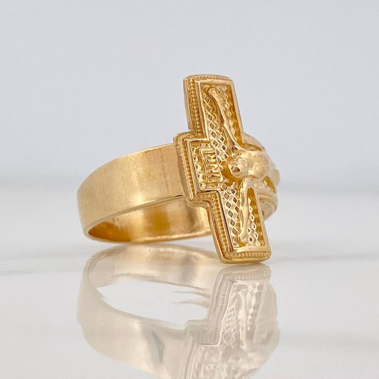 Anillo Cruz Cristo 6.55g / T8 3/4 Oro Amarillo 18K