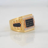 Anillo Sello Cuadro 9.15g / T10 Tres Oros 18K