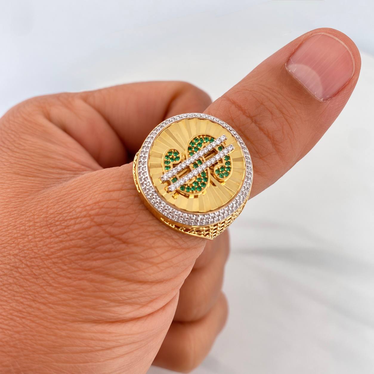 Anillo Signo Peso 11.5g / T11 1/2 Dos Oros Amarillo Blanco 18K
