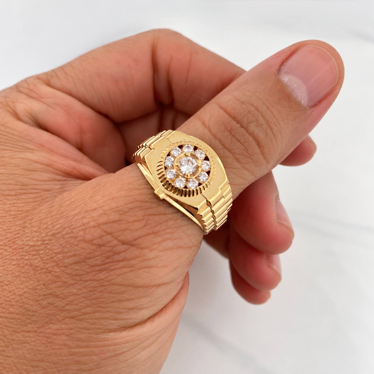 Anillo Halo 7.05g / T10 3/4 Oro Amarillo 18K