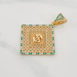 Dije Rombo Signo Peso 4.75g / 4cm Dos Oros Amarillo Blanco 18K