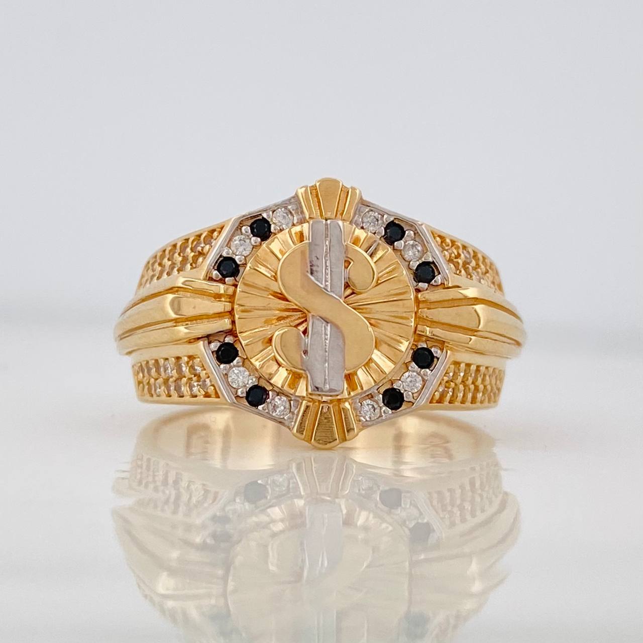 Anillo Signo Peso 7.75g / T9 3/4 Dos Oros Amarillo Blanco 18K