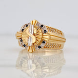 Anillo Signo Peso 7.75g / T9 3/4 Dos Oros Amarillo Blanco 18K