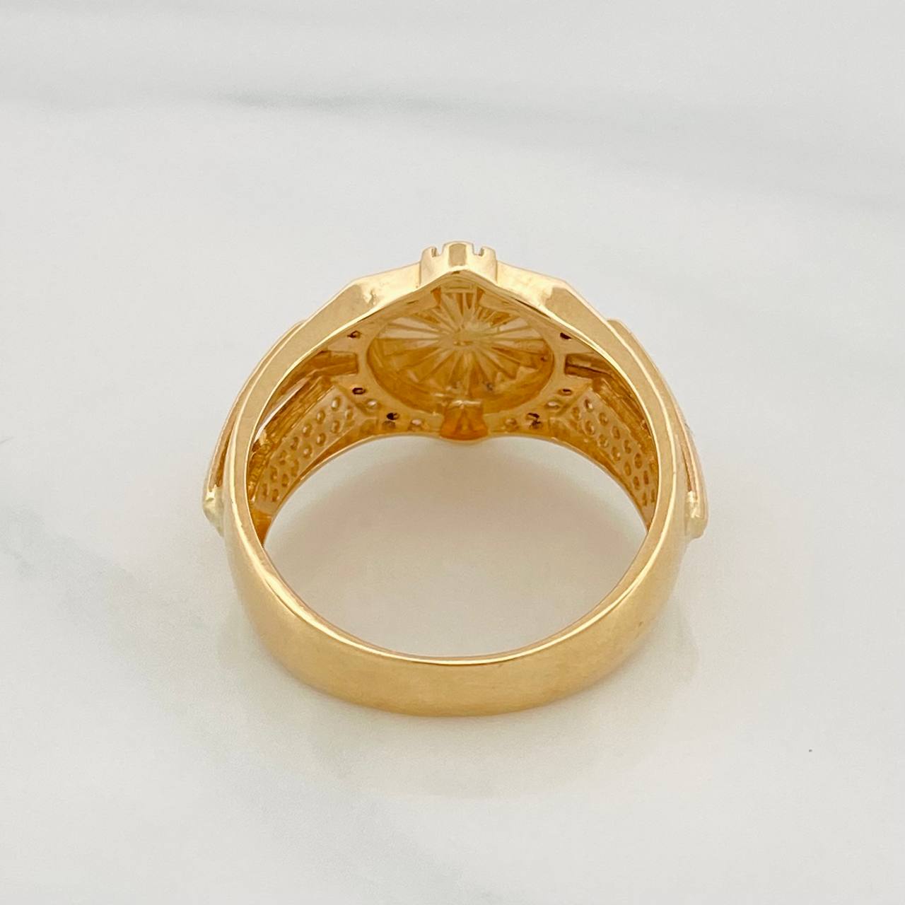 Anillo Signo Peso 7.75g / T9 3/4 Dos Oros Amarillo Blanco 18K