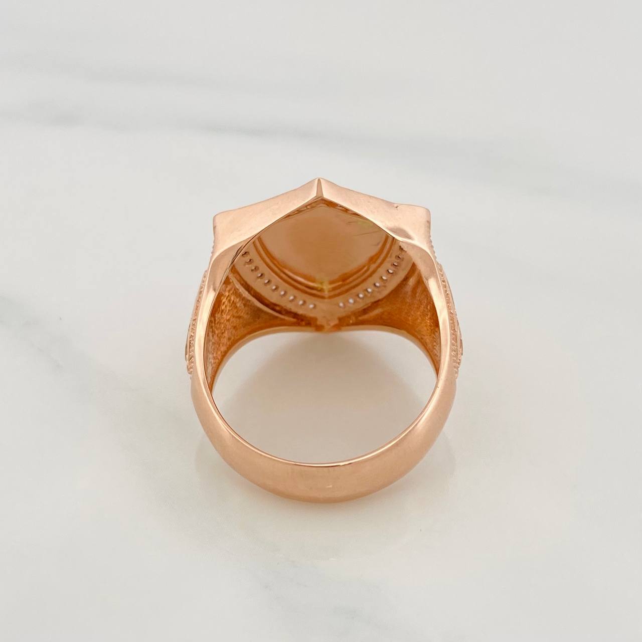 Anillo Escudo Virgen del Carmen 9.95g / T10 Dos Oros Blanco Rosa 18K