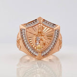 Anillo Escudo Virgen del Carmen 9.95g / T10 Dos Oros Blanco Rosa 18K