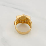 Anillo Escudo Cruz 9.5g / T9 1/4 Dos Oros Negro Amarillo 18K