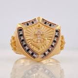 Anillo Escudo Ancla 9.9g / T10 3/4 Dos Oros Amarillo Blanco 18K