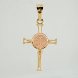 Dije Cruz Cristo San Benito  2.9gr / 4.2cm / Tres Oros 18K &
