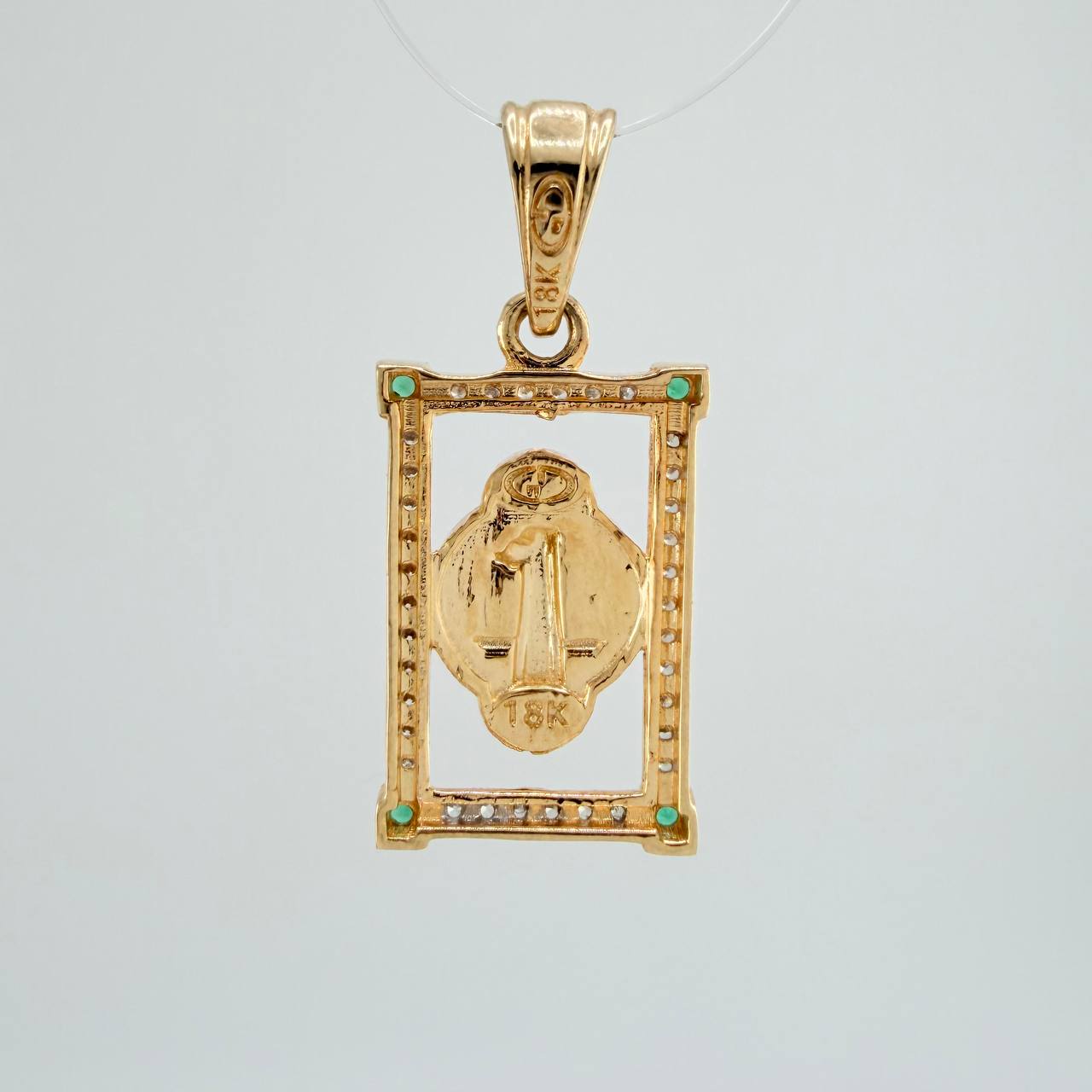 Dije San Benito 2.4gr / 2.5cm / Dos Oros Amarillo Blanco 18K &