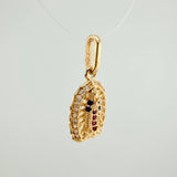 Dije Virgen Guadalupe 1.3gr / 2.1cm / Circones Fucsias Azules Blancos Oro Amarillo 18K &