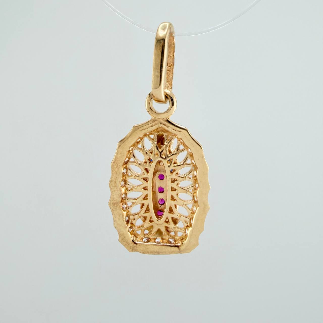 Dije Virgen Guadalupe 1.3gr / 2.1cm / Circones Fucsias Azules Blancos Oro Amarillo 18K &