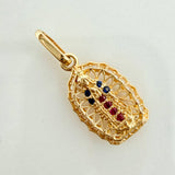 Dije Virgen Guadalupe 1.3gr / 2.1cm / Circones Fucsias Azules Blancos Oro Amarillo 18K &