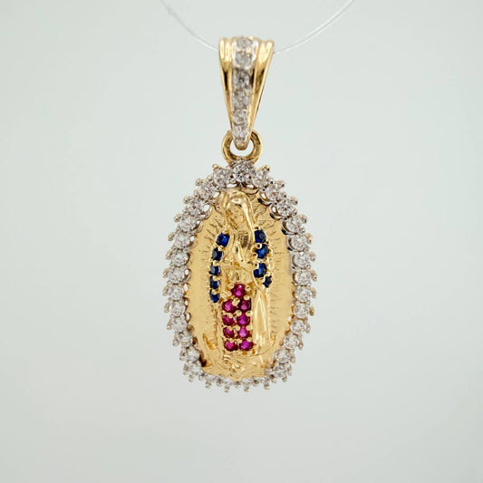 Dije Virgen Guadalupe 2.55gr / 2.7cm / Dos Oros Amarillo Blanco 18K &