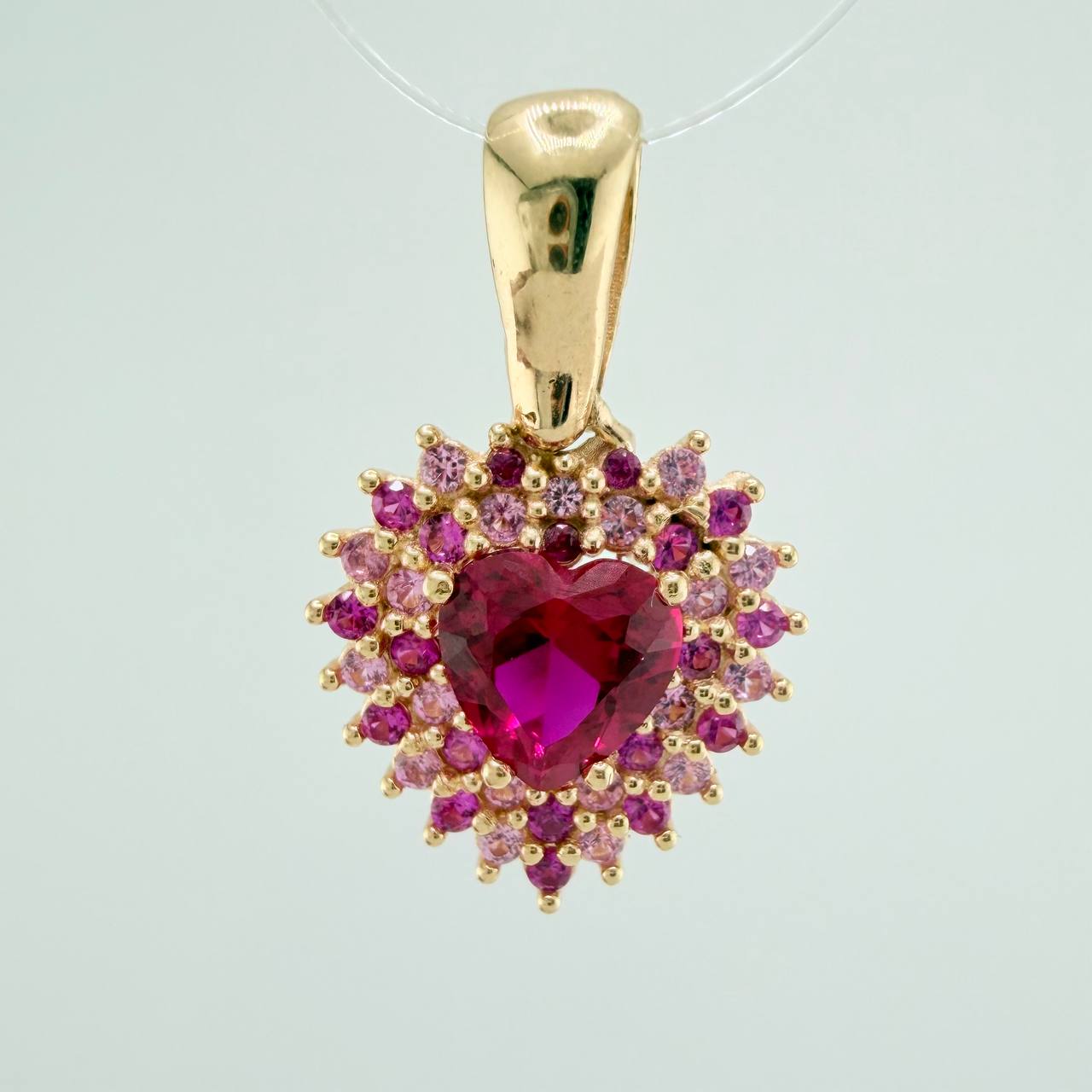 Dije Halo Corazon Tupido 2.35gr / 2cm / Oro Amarillo 18K &