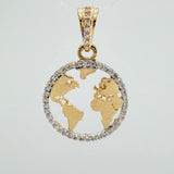 Dije Silueta Tierra 2.15gr / 2.5cm / Dos Oros Amarillo Blanco 18K