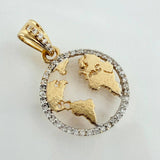 Dije Silueta Tierra 2.15gr / 2.5cm / Dos Oros Amarillo Blanco 18K
