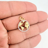 Dije Silueta Tierra 2.15gr / 2.5cm / Dos Oros Amarillo Blanco 18K