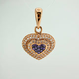 Dije Corazon 3.4gr / 2.5cm / Dos Oros Negro Rosa 18K &
