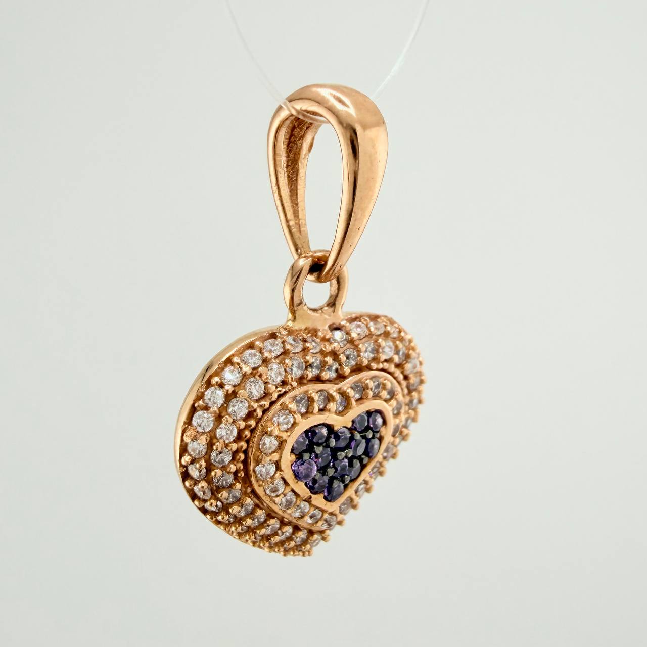 Dije Corazon 3.4gr / 2.5cm / Dos Oros Negro Rosa 18K &