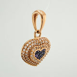 Dije Corazon 3.4gr / 2.5cm / Dos Oros Negro Rosa 18K &