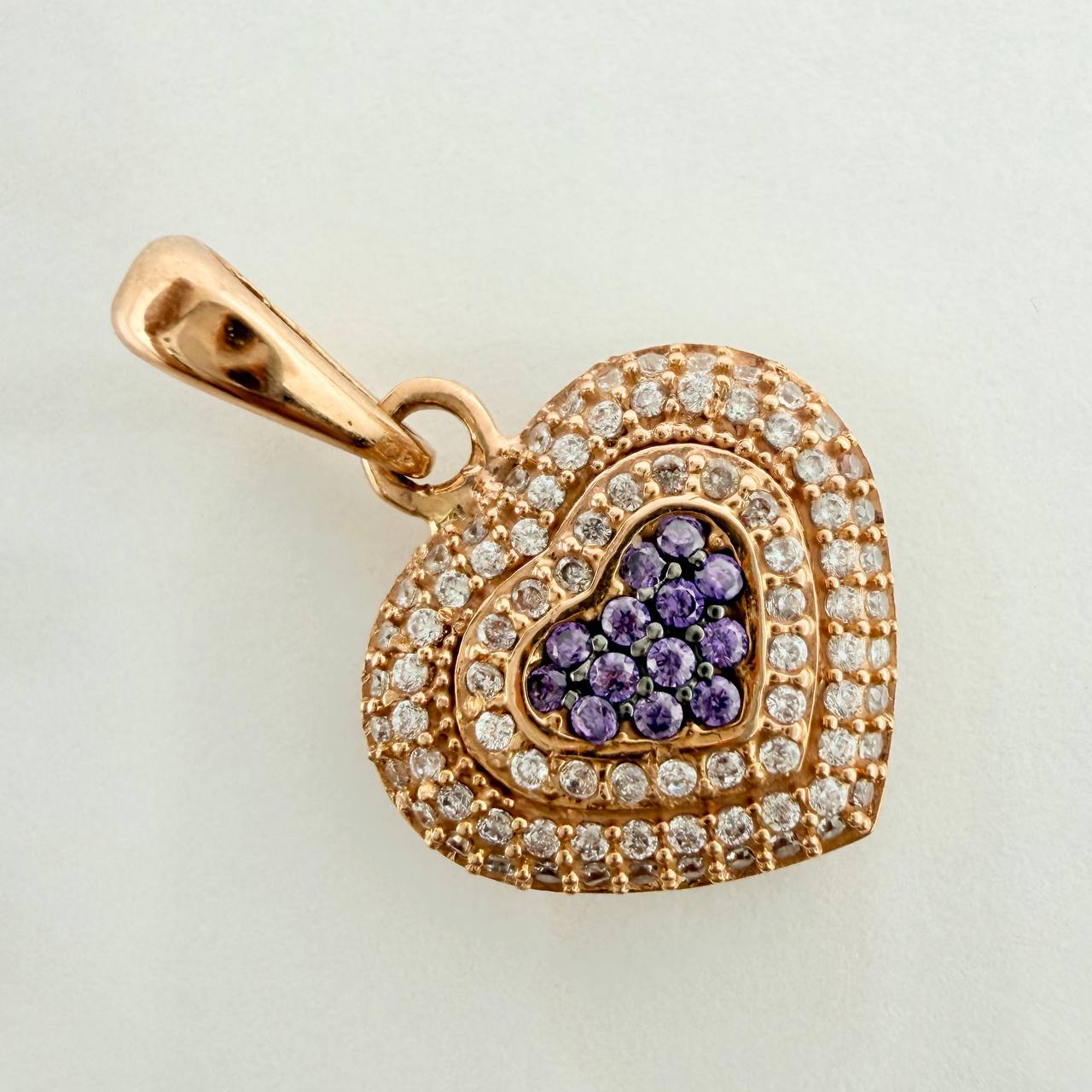 Dije Corazon 3.4gr / 2.5cm / Dos Oros Negro Rosa 18K &