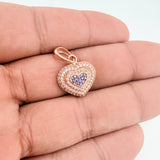 Dije Corazon 3.4gr / 2.5cm / Dos Oros Negro Rosa 18K &
