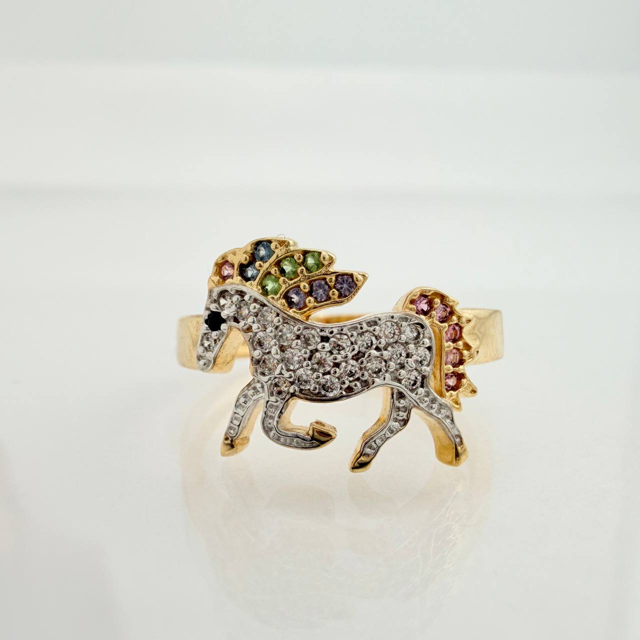 Anillo Pony 2.8gr / T6 1/4 / Dos Oros Amarillo Blanco 18K