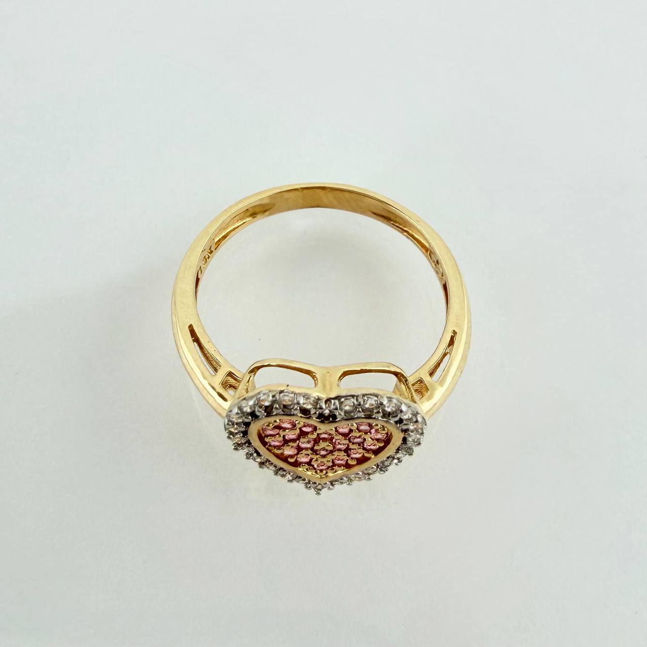 Anillo Corazon Tupido 2.5gr / 5 1.4 / Dos Oros Amarillo Blanco 18K &