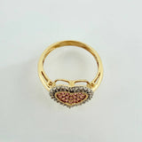 Anillo Corazon Tupido 2.5gr / 5 1.4 / Dos Oros Amarillo Blanco 18K &