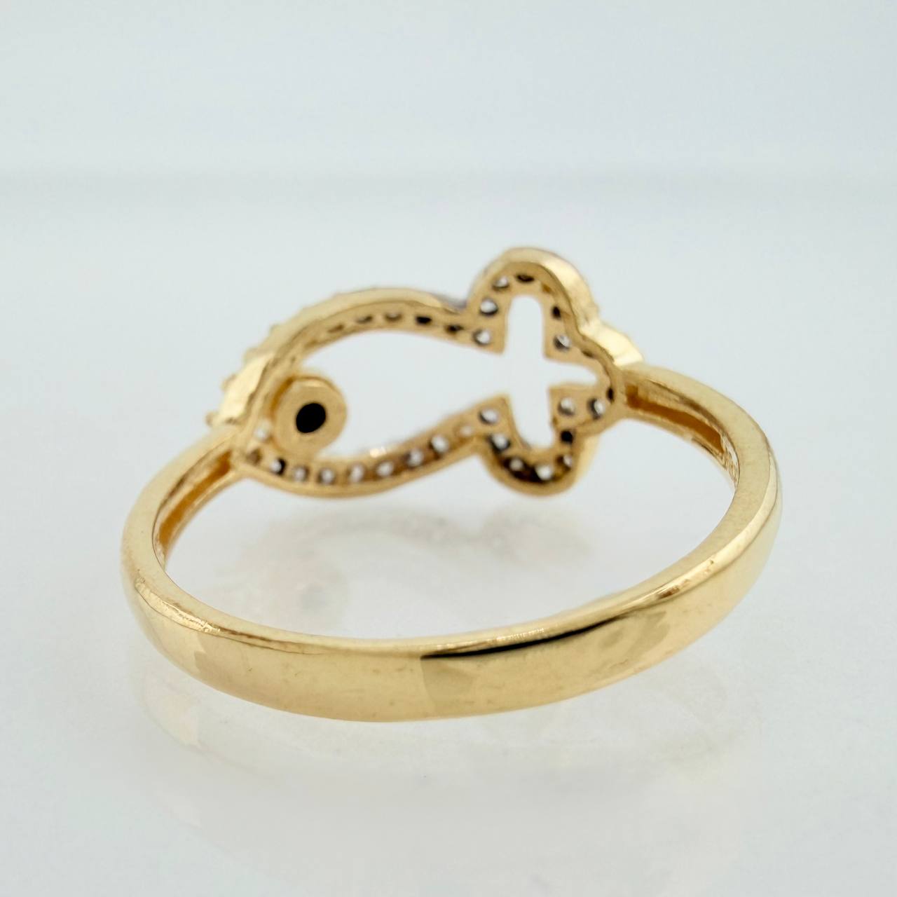 Anillo Silueta Pez 2.05gr / T6 / Dos Oros Amarillo Blanco 18K