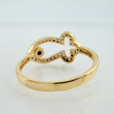 Anillo Silueta Pez 2.05gr / T6 / Dos Oros Amarillo Blanco 18K