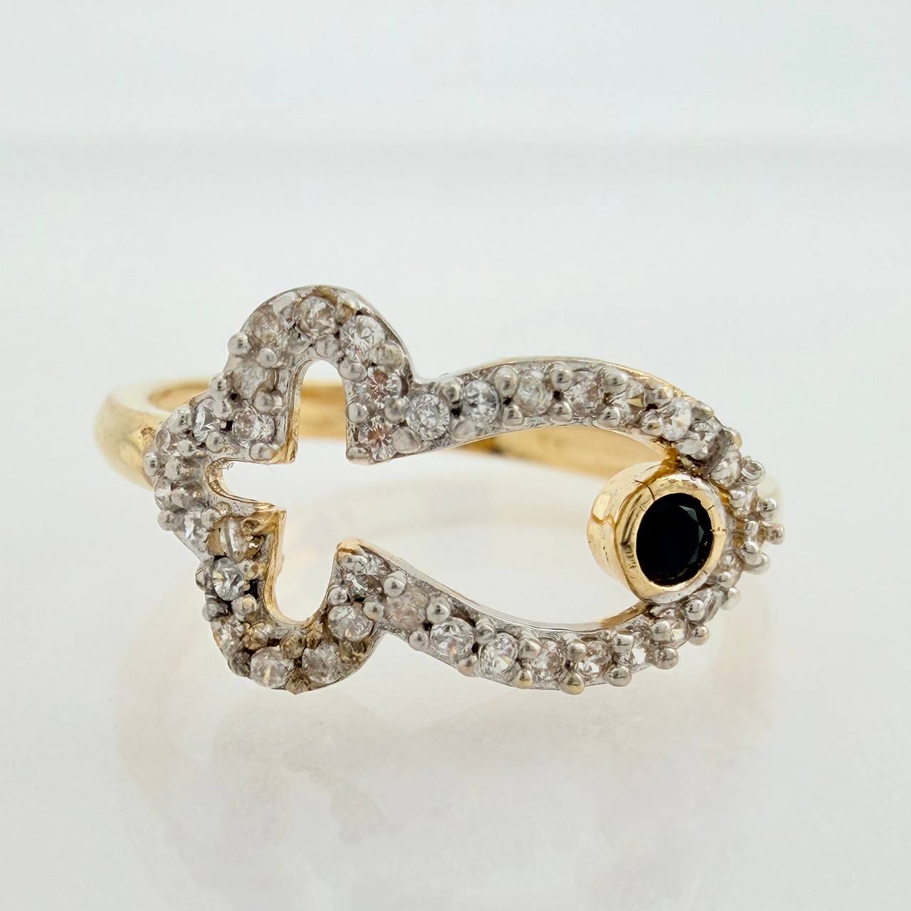 Anillo Silueta Pez 2.05gr / T6 / Dos Oros Amarillo Blanco 18K