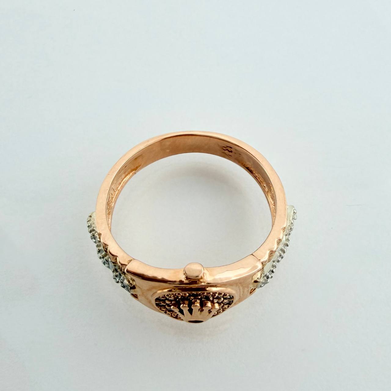 Anillo Correa Corona 4.5gr / T7 1/4 / Dos Oros Blanco Rosa 18K