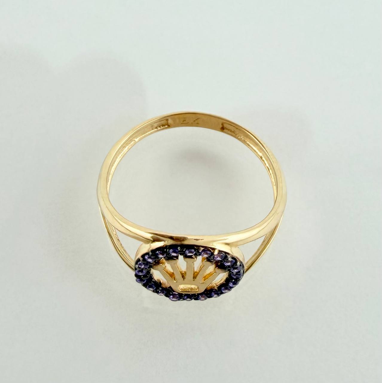 Anillo Corona 1.7gr / T5 / Dos Oros Negro Amarillo 18K