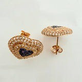 Topos Halo Corazon Tupido 4.65gr / 13.06mm Dos Oros Negro Rosa 18K &