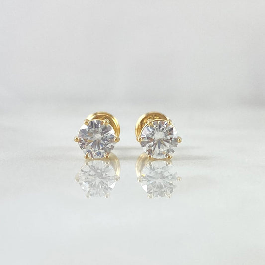 Topos Piedra Seis Garras 1.1gr / 5.5mm Circon Blanco Oro Amarillo 18K (Joya) ©