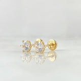 Topos Piedra Seis Garras 1.1gr / 5.5mm Circon Blanco Oro Amarillo 18K (Joya) ©
