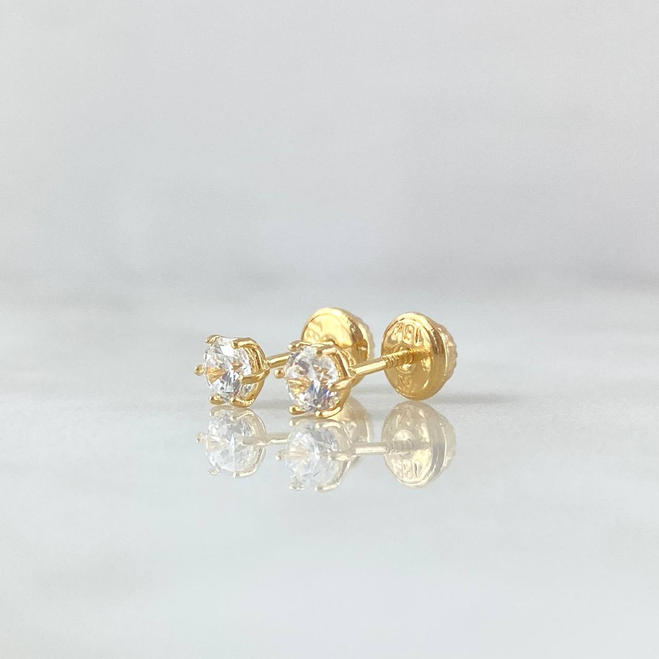 Topos Piedra Seis Garras 0.8gr / 4.3mm Circon Blanco Oro Amarillo 18K (Joya)