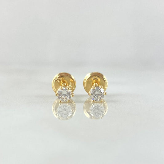 Topos Piedra Seis Garras 0.6gr / 3.4mm Circon Blanco Oro Amarillo 18K (Joya)
