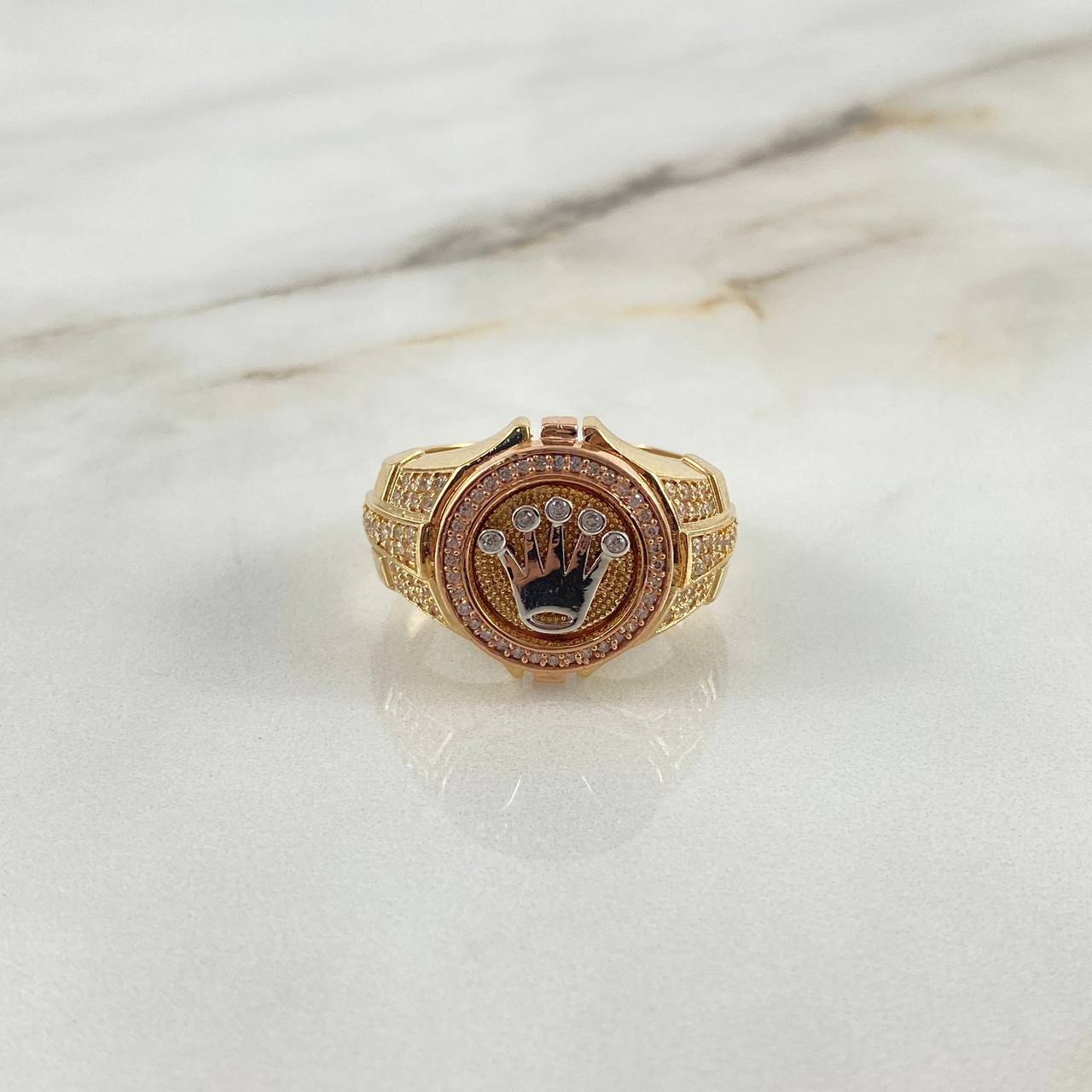 Anillo Cinturon Circular Corona RX 14.55gr / T11 2/4 / Circones Blancos Tres Oros ©