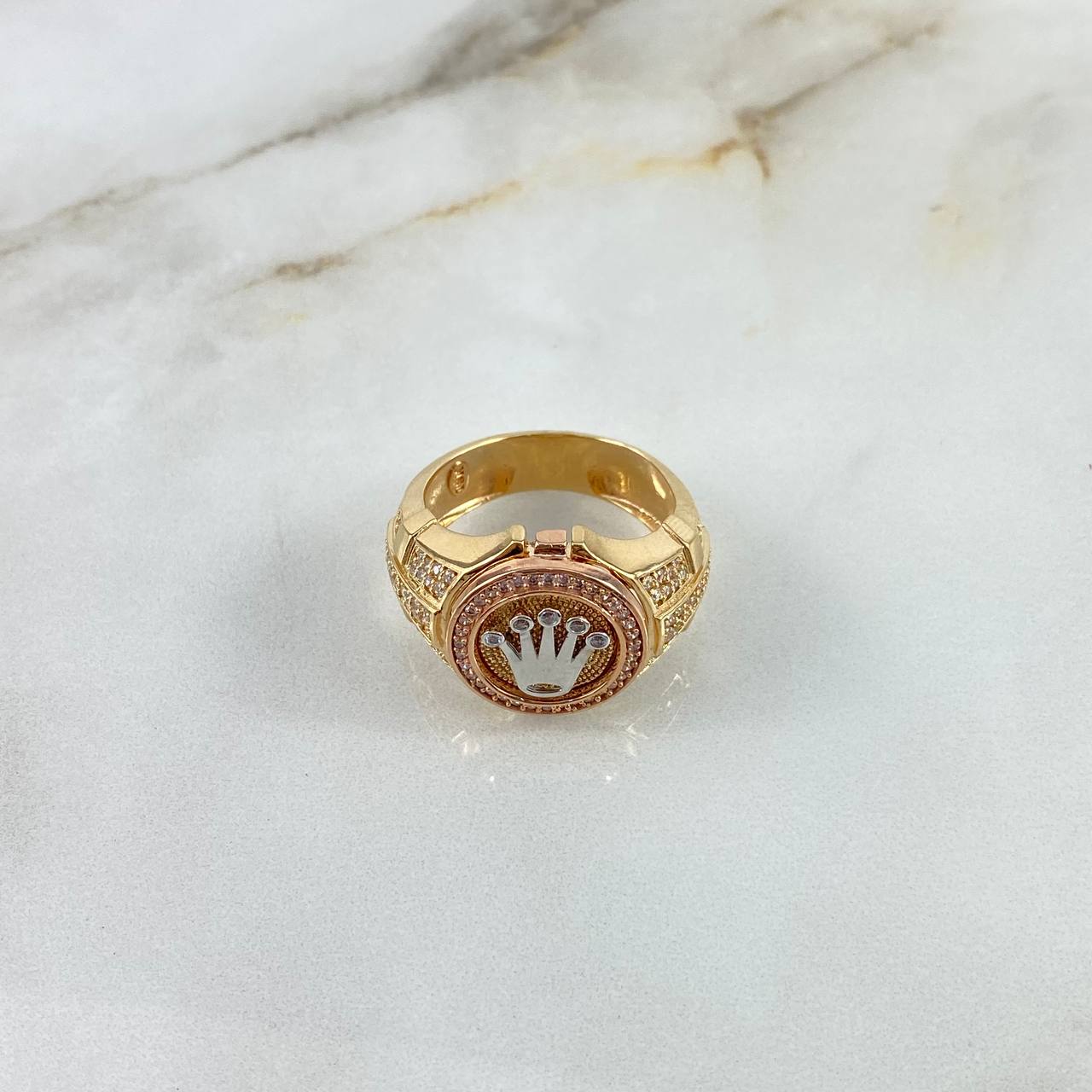 Anillo Cinturon Circular Corona RX 14.55gr / T11 2/4 / Circones Blancos Tres Oros ©