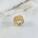Anillo Cinturon Rectangular Corona RX 5.9gr / T9 3/4 / Circones Blancos Oro Amarillo ©