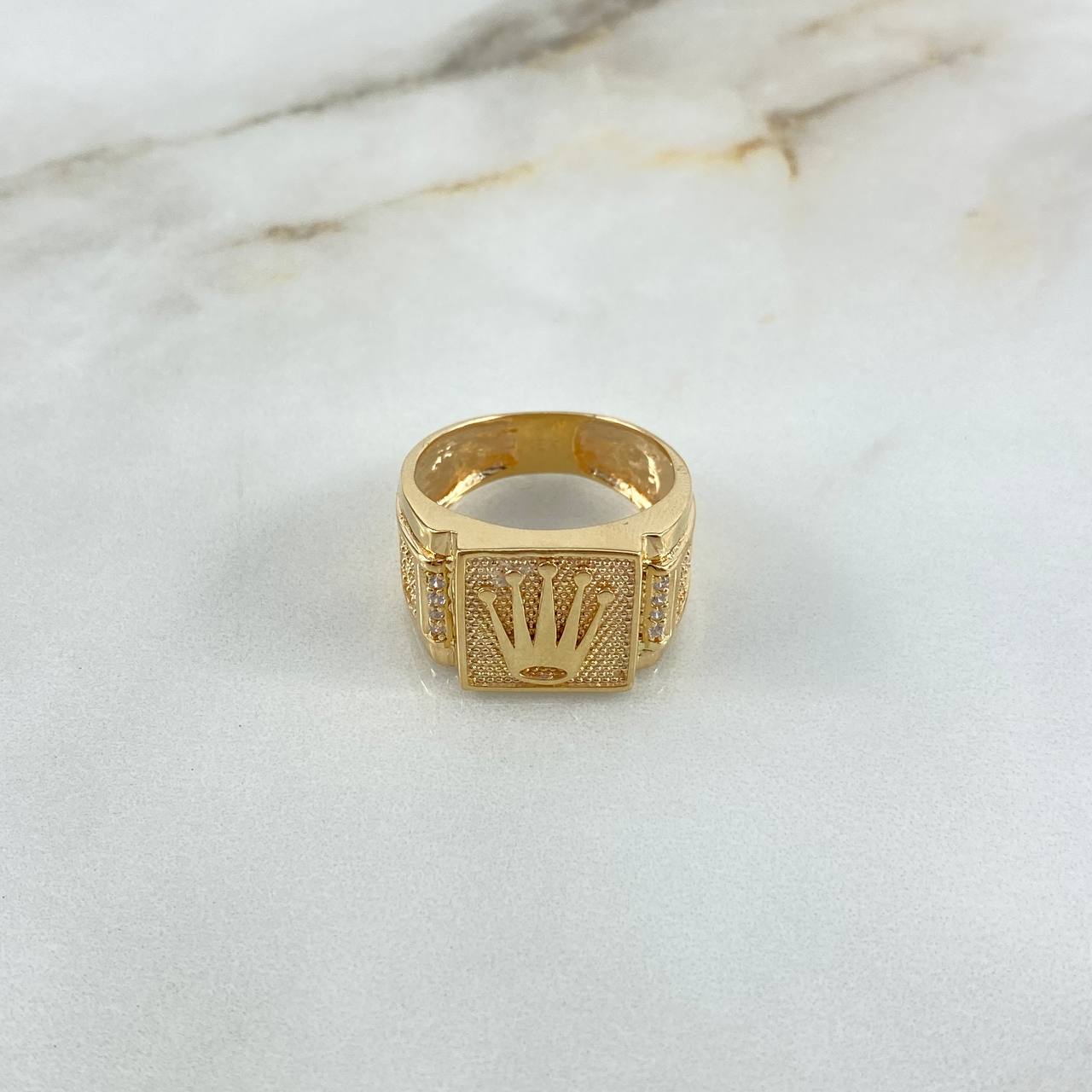 Anillo Cinturon Rectangular Corona RX 5.9gr / T9 3/4 / Circones Blancos Oro Amarillo ©