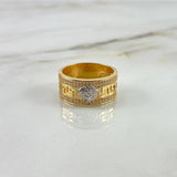 Anillo Tribal 10gr / T10 3/4 / Circones Blancos Dos Oros Amarillo Blanco ©