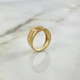 Anillo Cinturon Rectangular Ancla 8.15gr / T9 3/4 / Circones Blancos Oro Amarillo ©